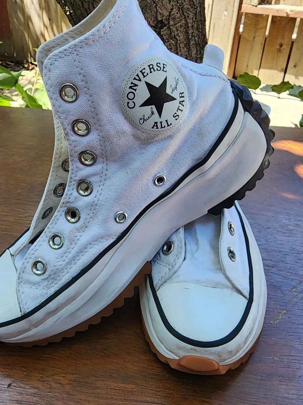 Converse Run Star Hike High Top White Black Platform Lug Sole Sneakers 5.5